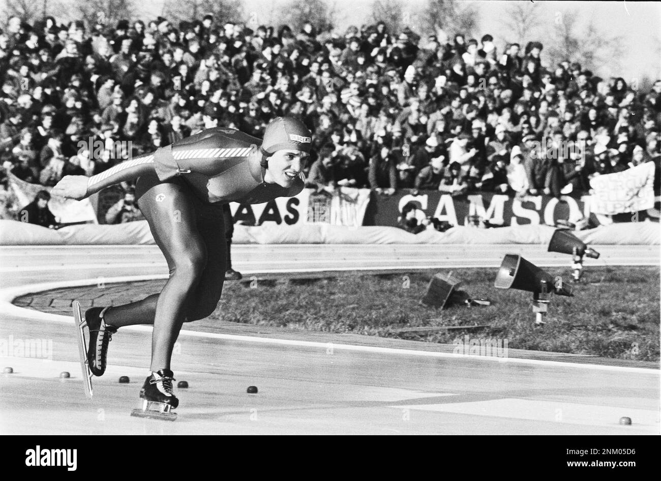 Netherlands History: Men's Allround Speed Skating World Championships in Heerenveen. Eric Heiden (United States) in action ca. March 1, 1980 Stock Photo