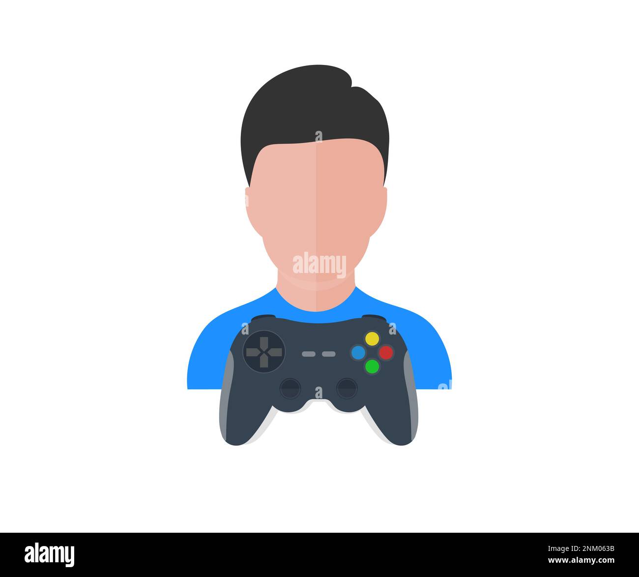 Gamer and joystick icon avatar logo design. Person Profile, Avatar Symbol, Male people icon. Technology, gaming and people concept vector design. Stock Vector