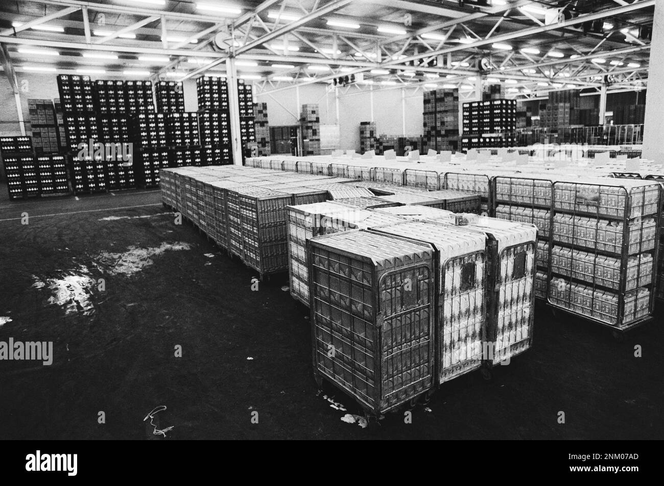 Netherlands History: Milk drivers CMC Melkunie in Amsterdam on strike; large quantities of milk that is not transported ca. January 8, 1980 Stock Photo