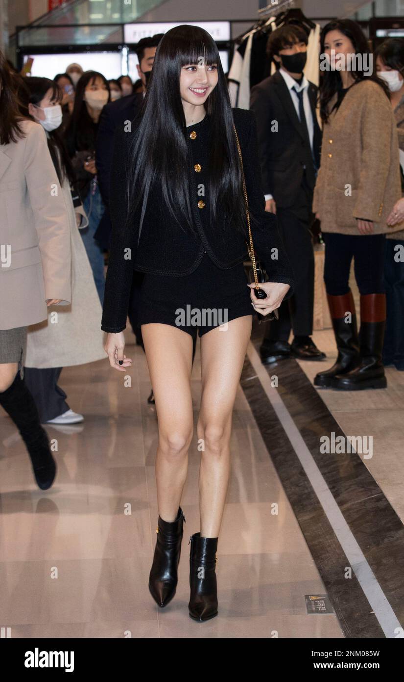 Seoul, South Korea. 30th Mar, 2023. Thai rapper and singer Lisa, member of  girl group Black Pink, attends a photocall for the CELINE Pop-up Store Open  at Hyundai Department in Seoul, South