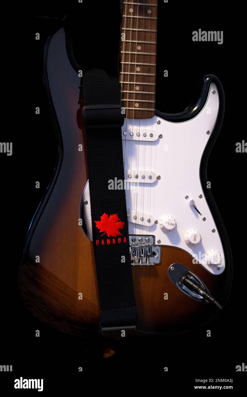 Front of electric guitar with Canada strap Stock Photo Alamy