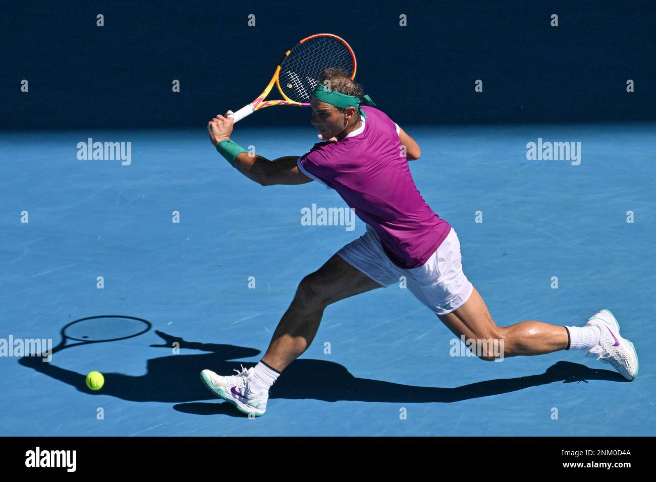 January 26, 2022 6th seed RAFAEL NADAL (ESP) in action against 14th seed DENIS SHAPOVALOV (CAN) on Margaret Court Arena in a Mens Singles Quarterfinals match on day 9 of the 2022