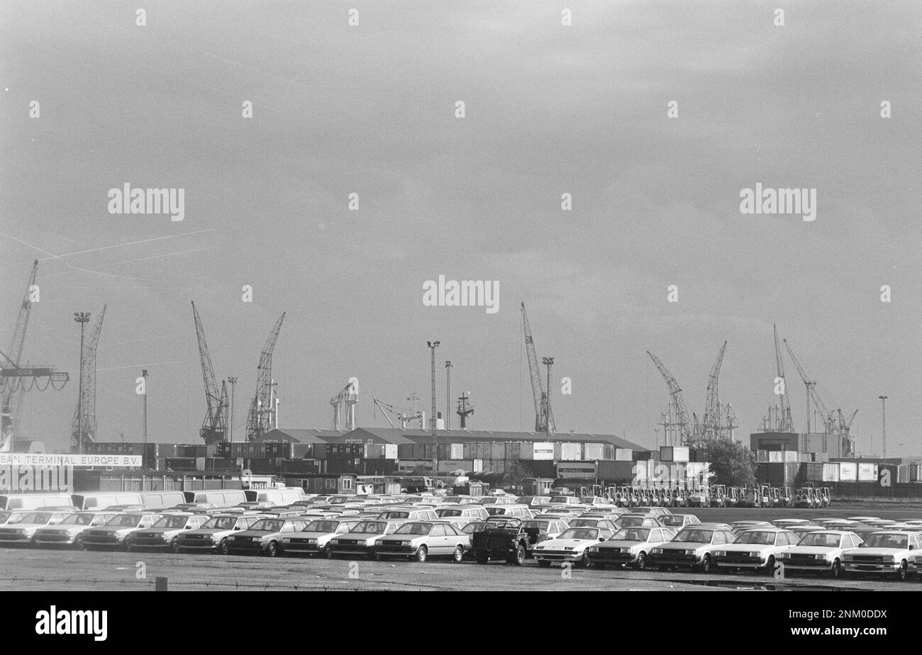 Opening Nissan Motor Parts Center in Amsterdam; parking area full of