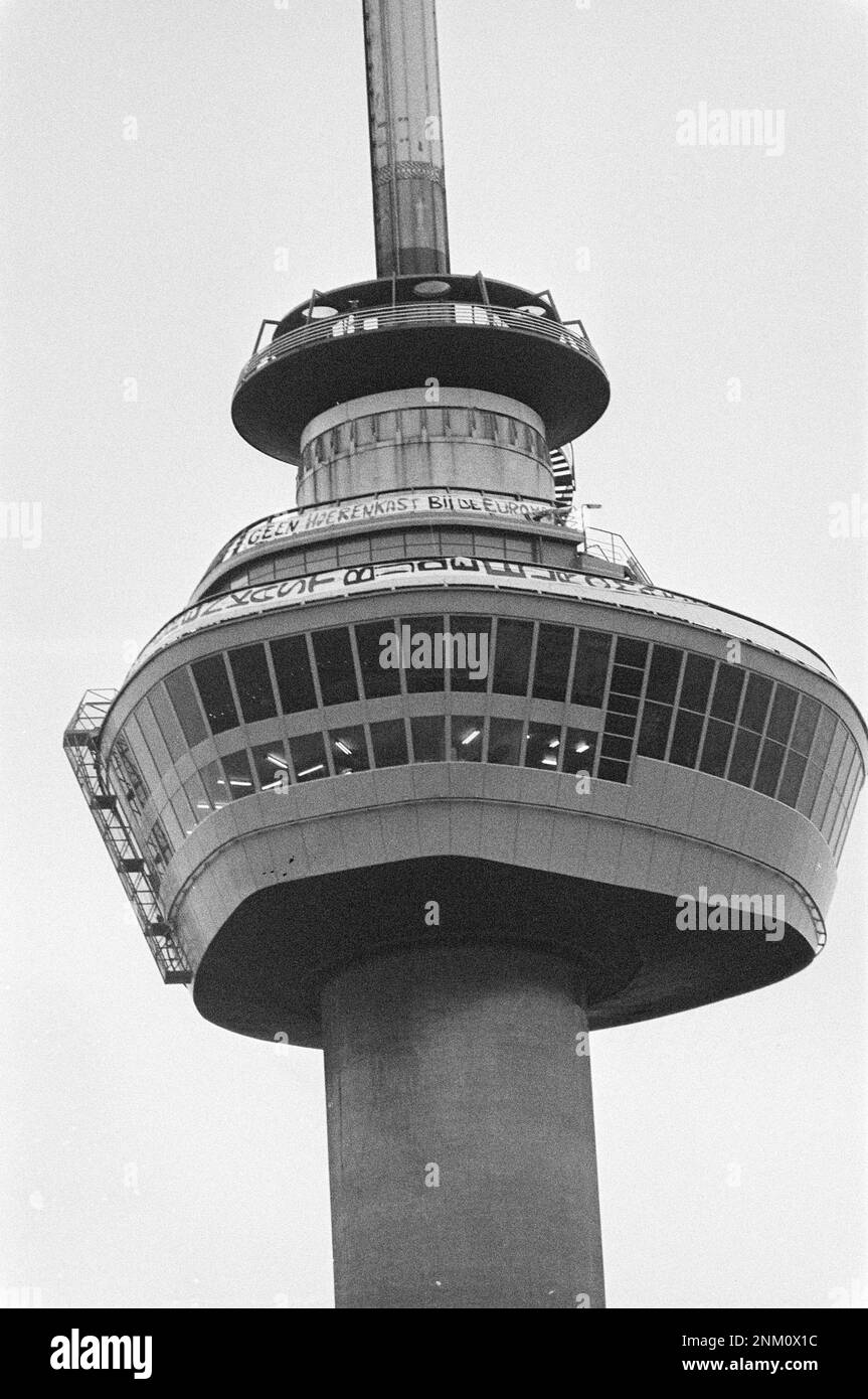 Netherlands History: City Council of Rotterdam debating 'boat brothels' and local residents occupy Euromast ca. March 6, 1980 Stock Photo