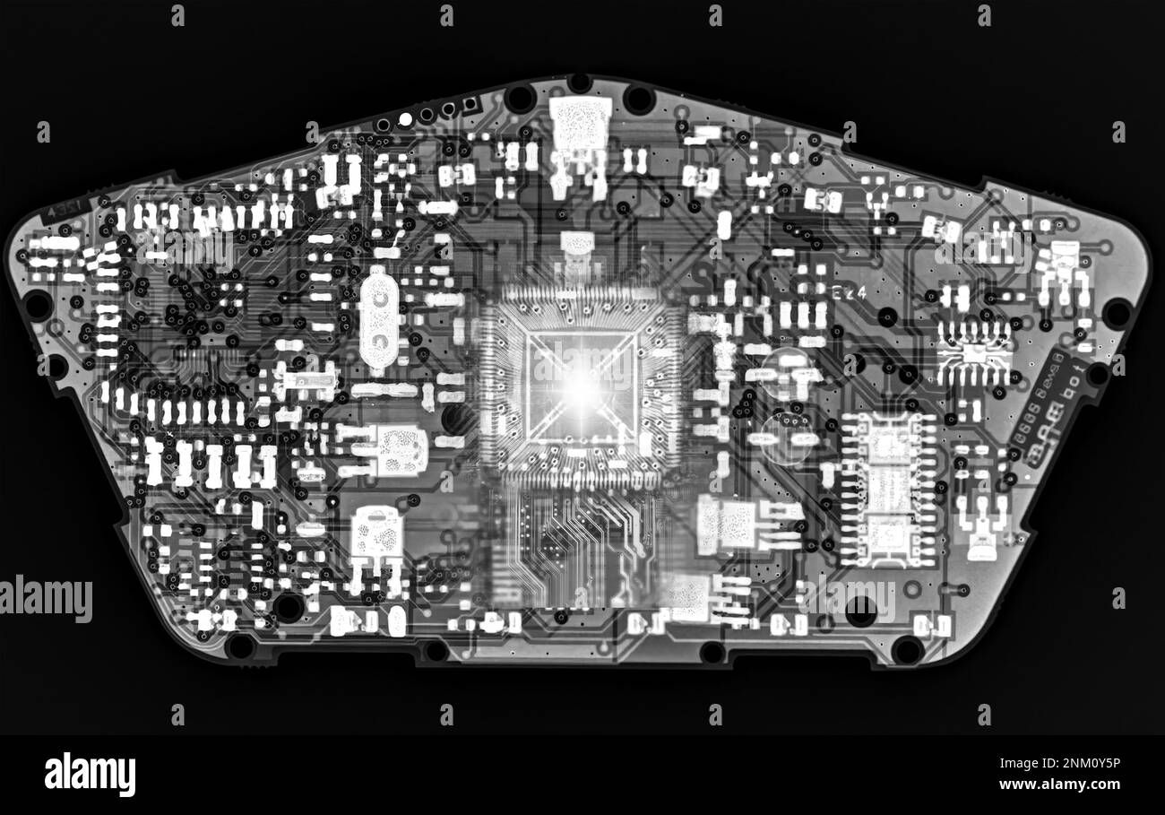 Xray image of mother board of engine control unit or ECU in Motorcycle