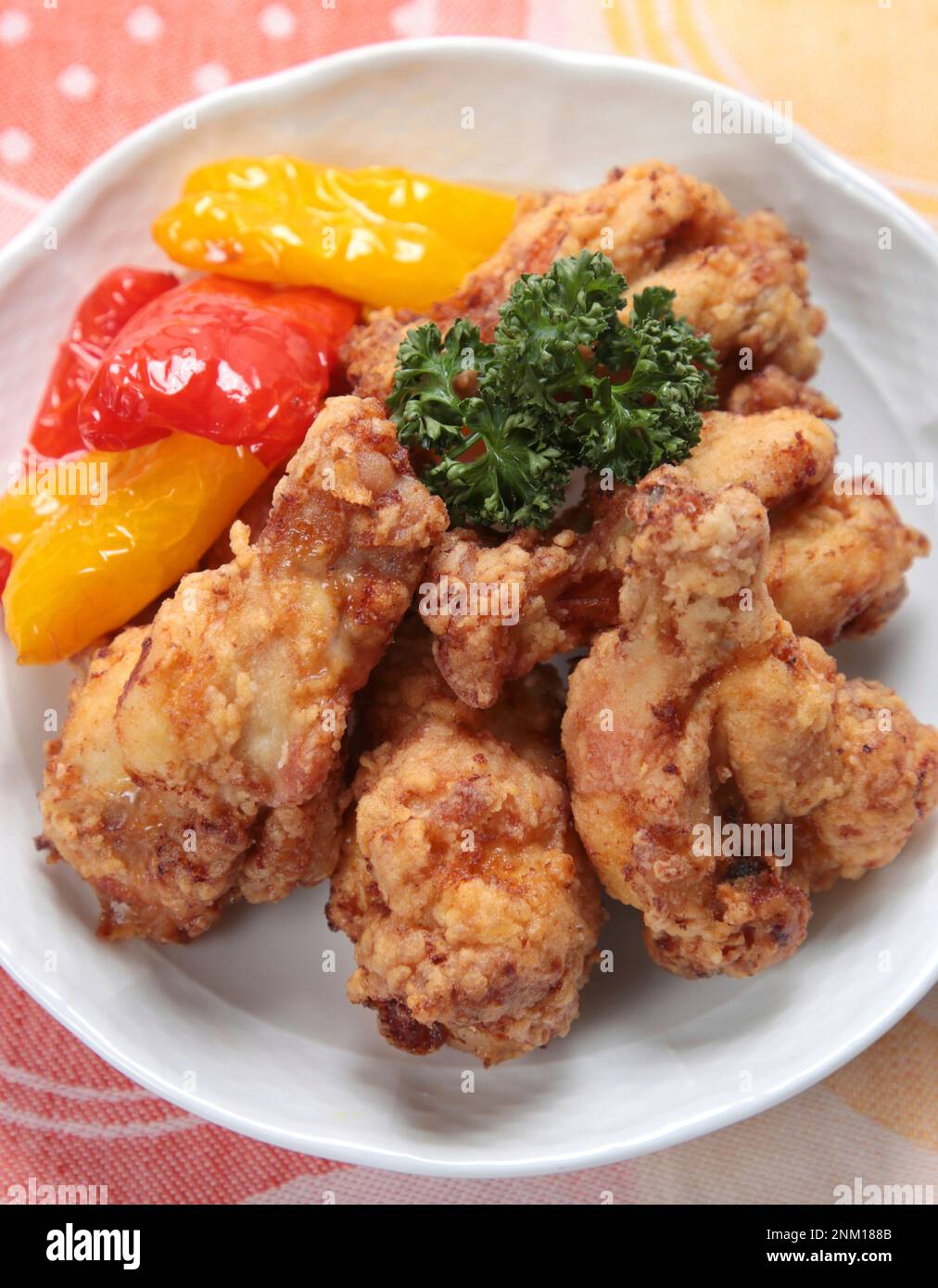 Fried chicken, also known as Southern fried chicken is pictured in
