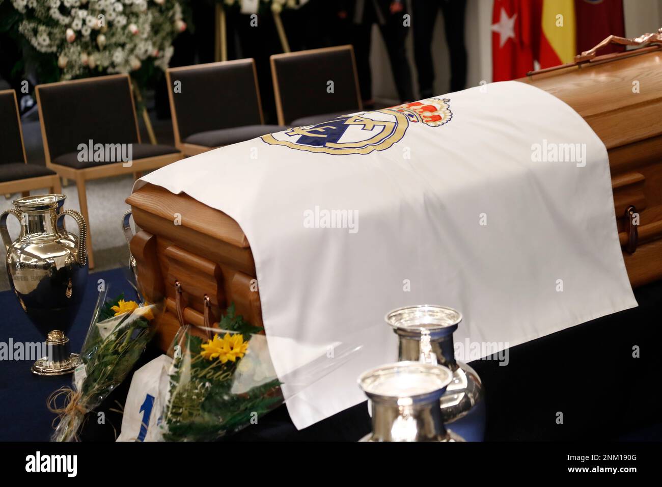 The mortal remains of Paco Gento will be laid to rest in the VIP box at the Santiago Bernabéu Stadium on January 18, 2022, in Madrid (Spain)