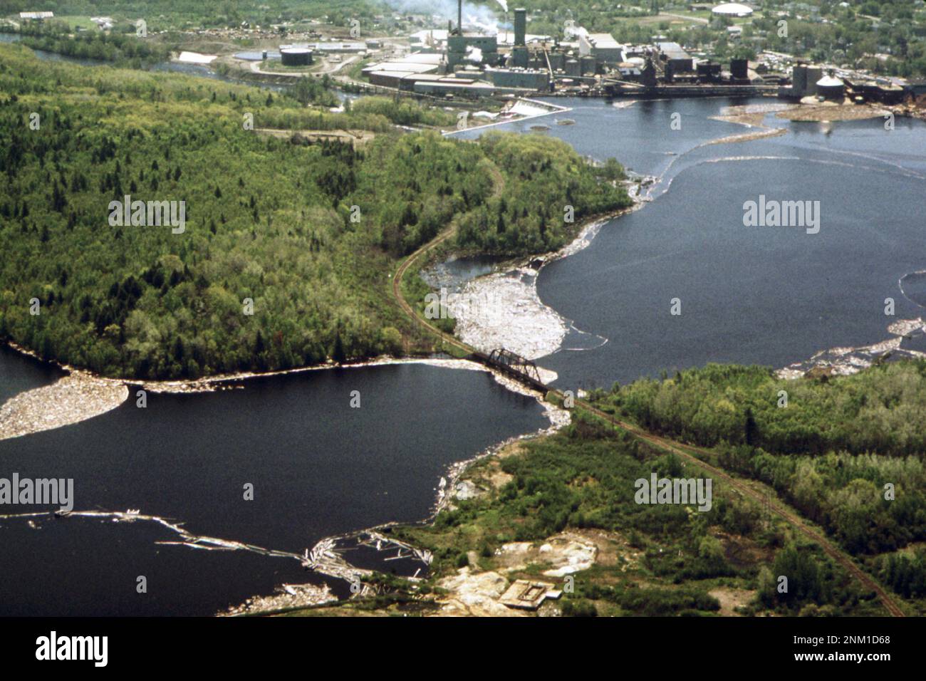 1970s United States Pacific paper plant in Woodland on the St. Croix River pulp log