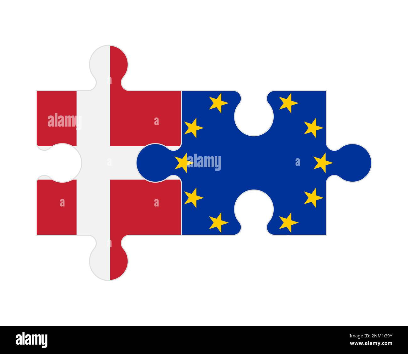 Connected puzzle of flags of Denmark and European Union, vector Stock ...