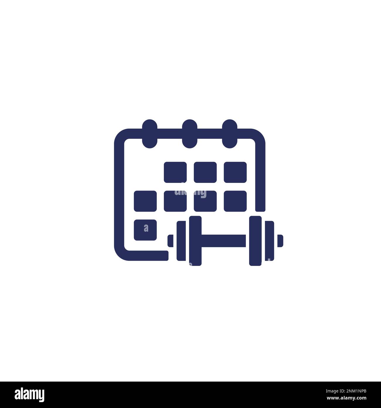 training schedule icon with calendar and dumbbell Stock Vector Image