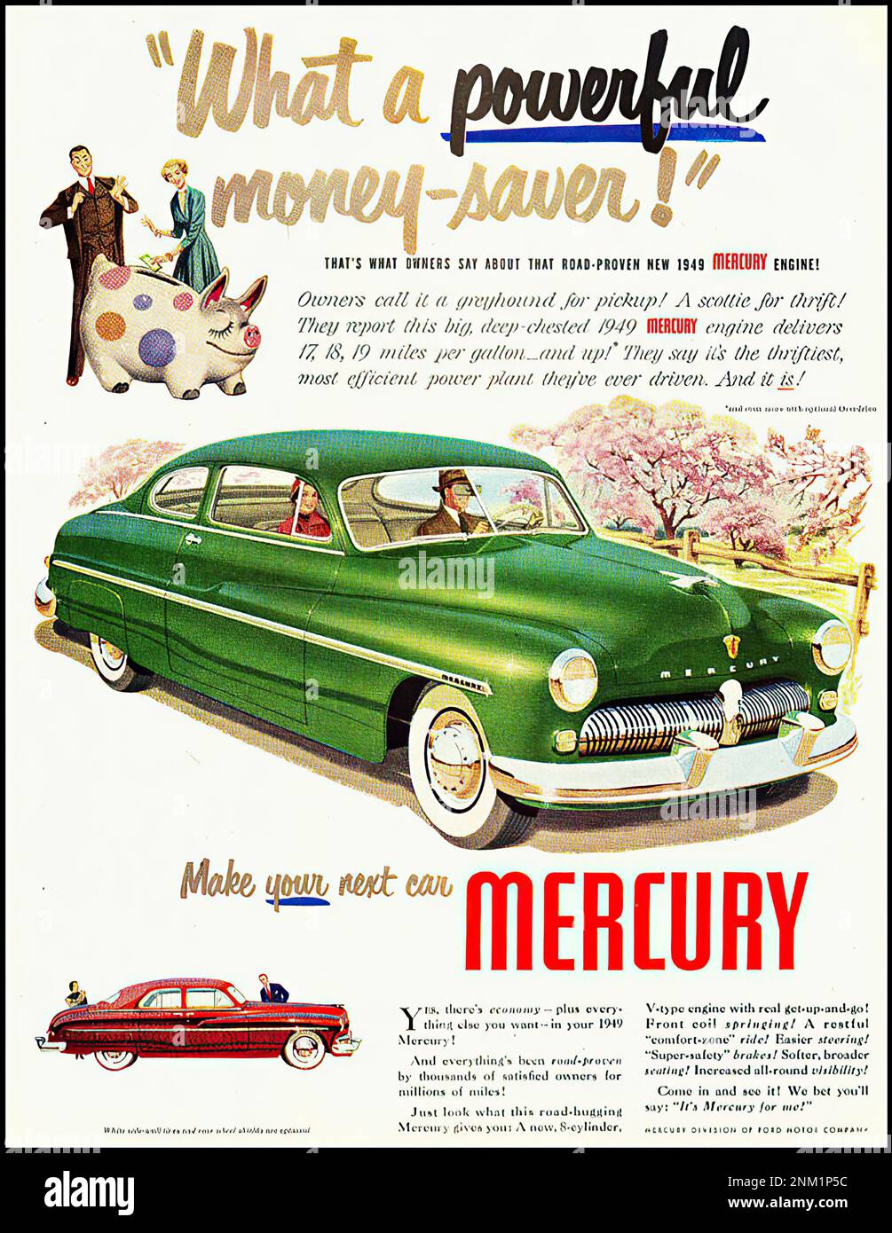 MERCURY 1949 - 03 - Vintage car advertising Stock Photo
