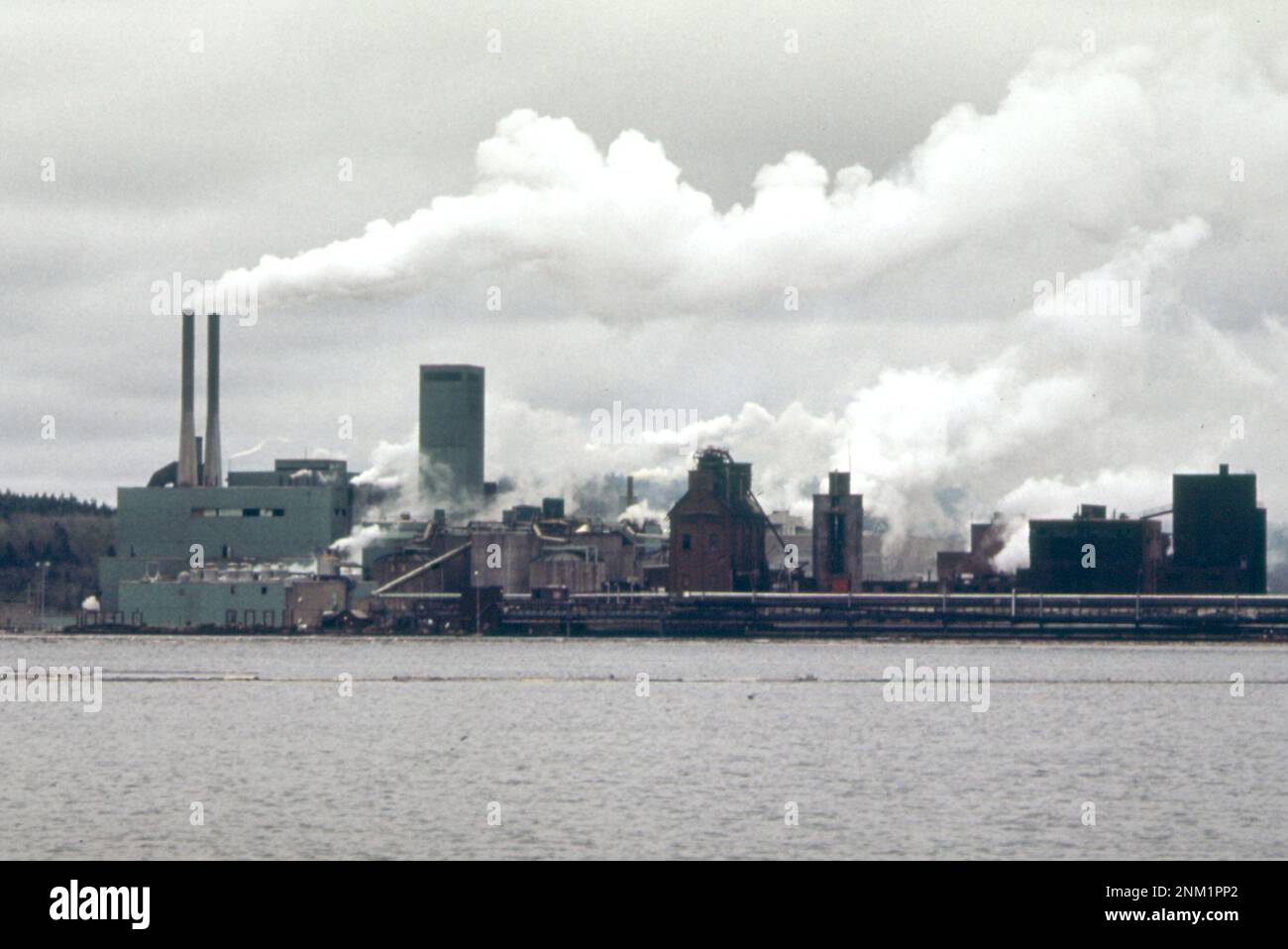 1970s United States Paper mill of Pacific paper company on the St. Croix River in