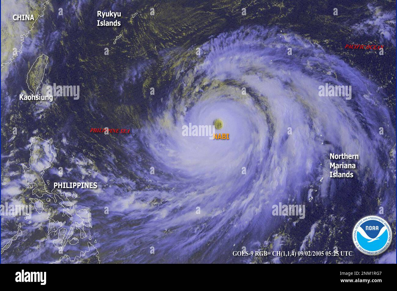 Sattelite image of Super typhoon Nabi 09-02-2005 Stock Photo