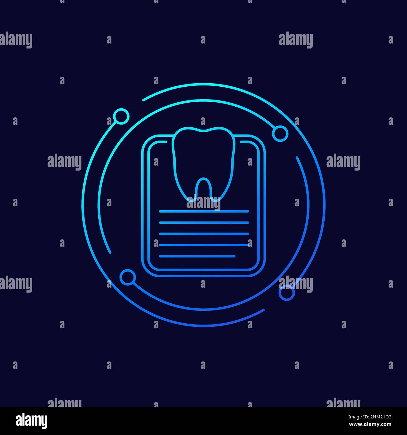 Dental record icon, linear design Stock Vector