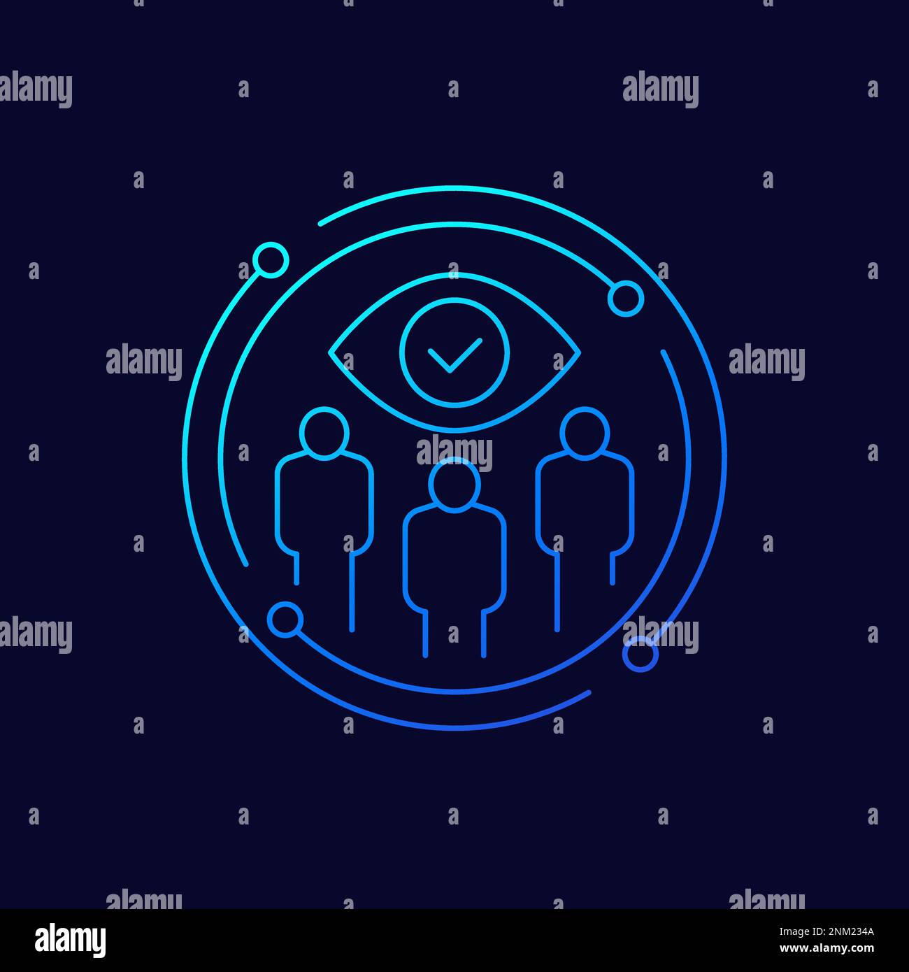 monitoring group icon, linear design Stock Vector