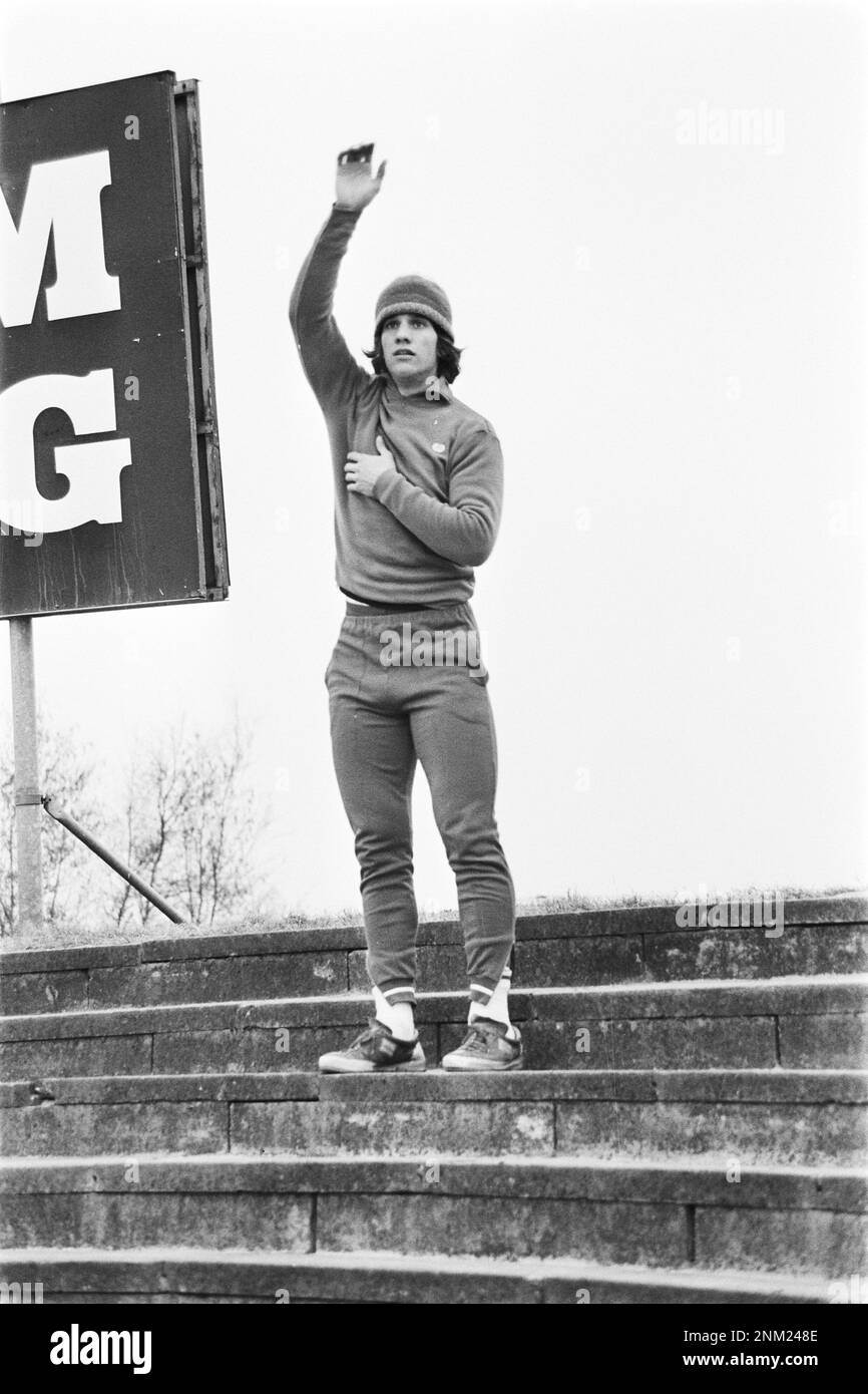Netherlands History: Men's Allround Speed Skating World Championships in Heerenveen. Eric Heiden (United States) during the preparatory training sessions. ca. February 28, 1980 Stock Photo