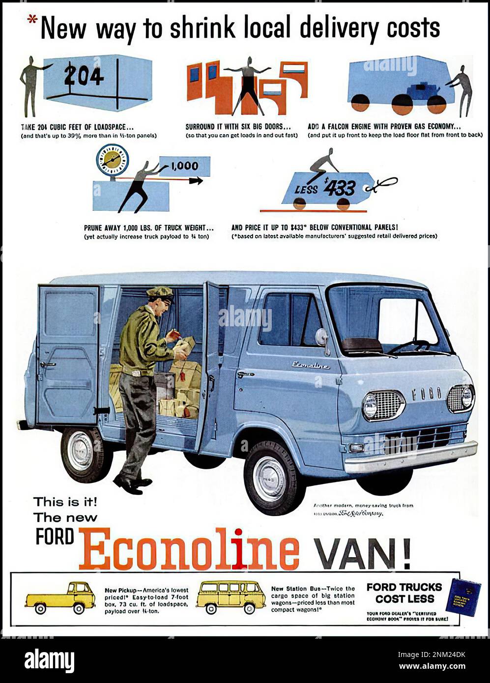 Ford Econoline Van (1961) Vintage car advertising Stock Photo Alamy