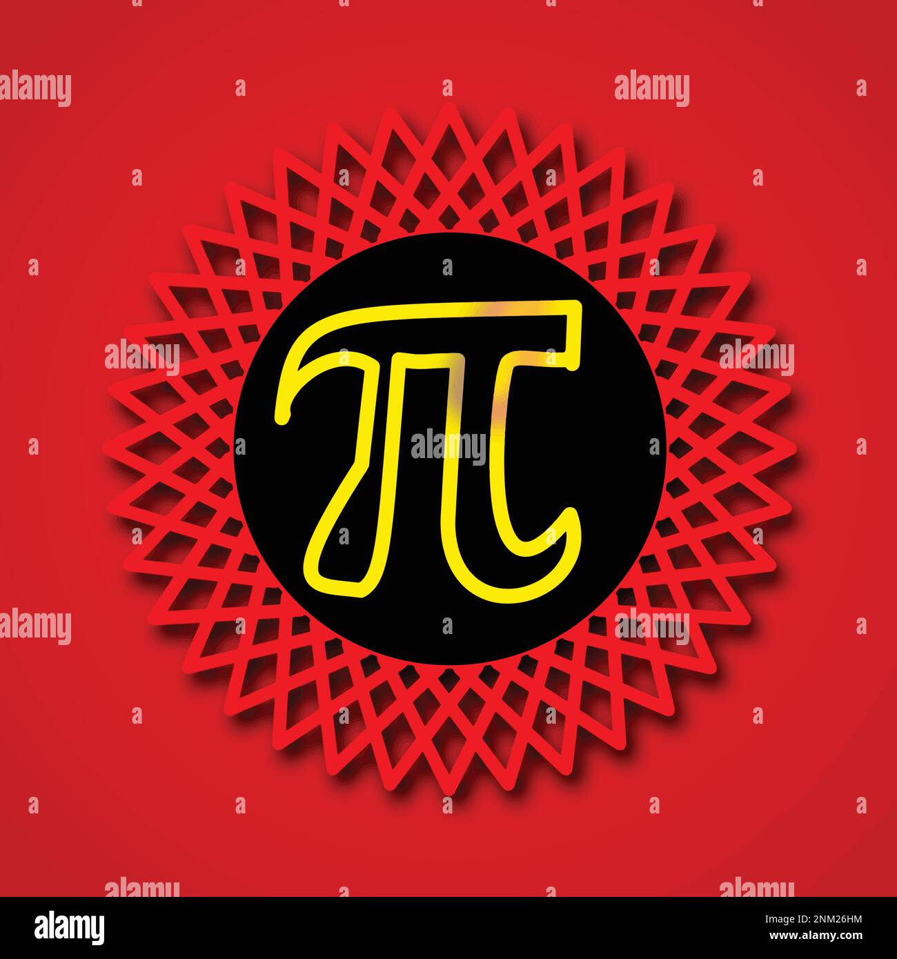 Pi Day vector background. Baked cherry pie with Pi Symbol and circle. Mathematical constant