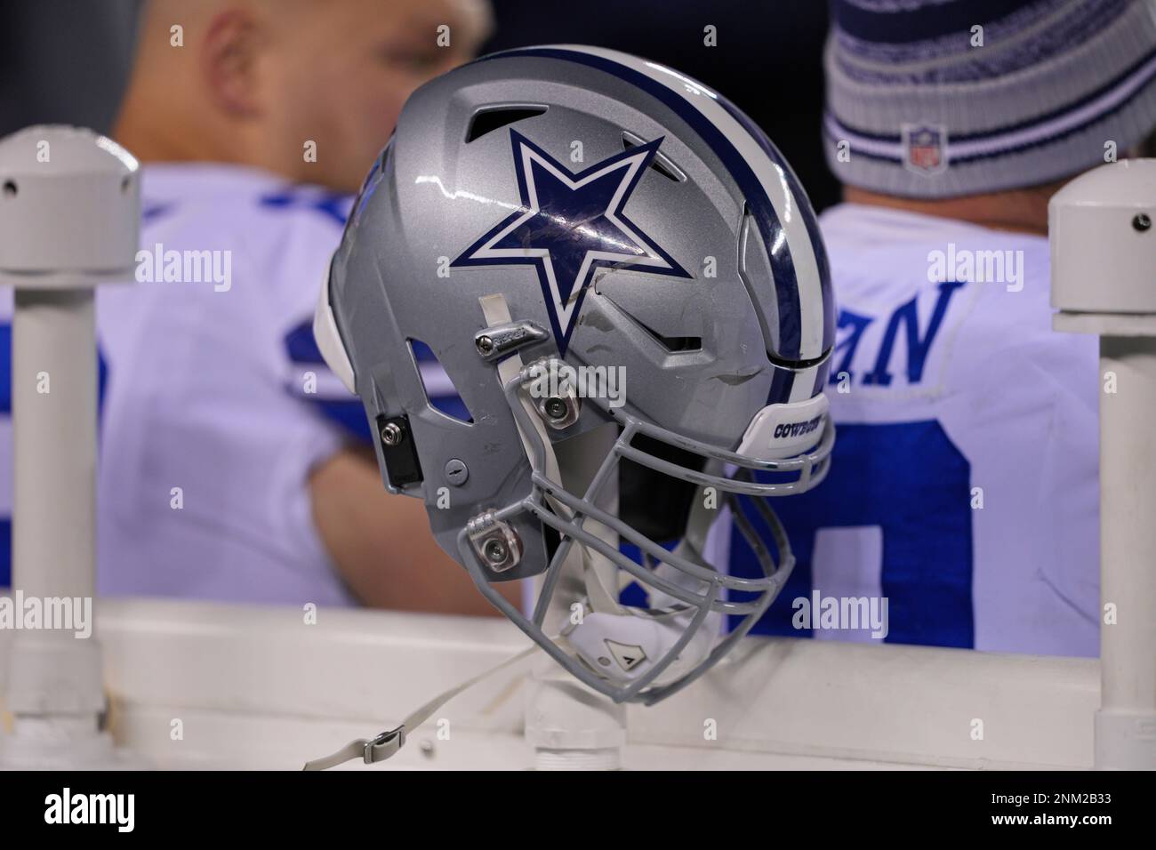 PHILADELPHIA, PA - JANUARY 09: Philadelphia Eagles helmet sits on the bench  during the game between the Dallas Cowboys and the Philadelphia Eagles on  January 8, 2022 at Lincoln Financial Field in