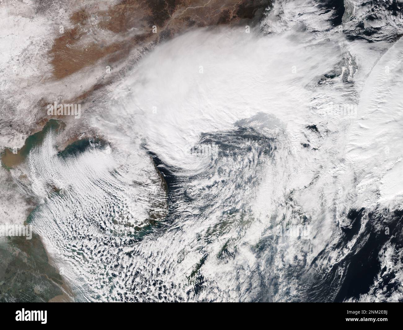 Satellite Image Of A Low-pressure System Developing In The Sea Of Japan ...