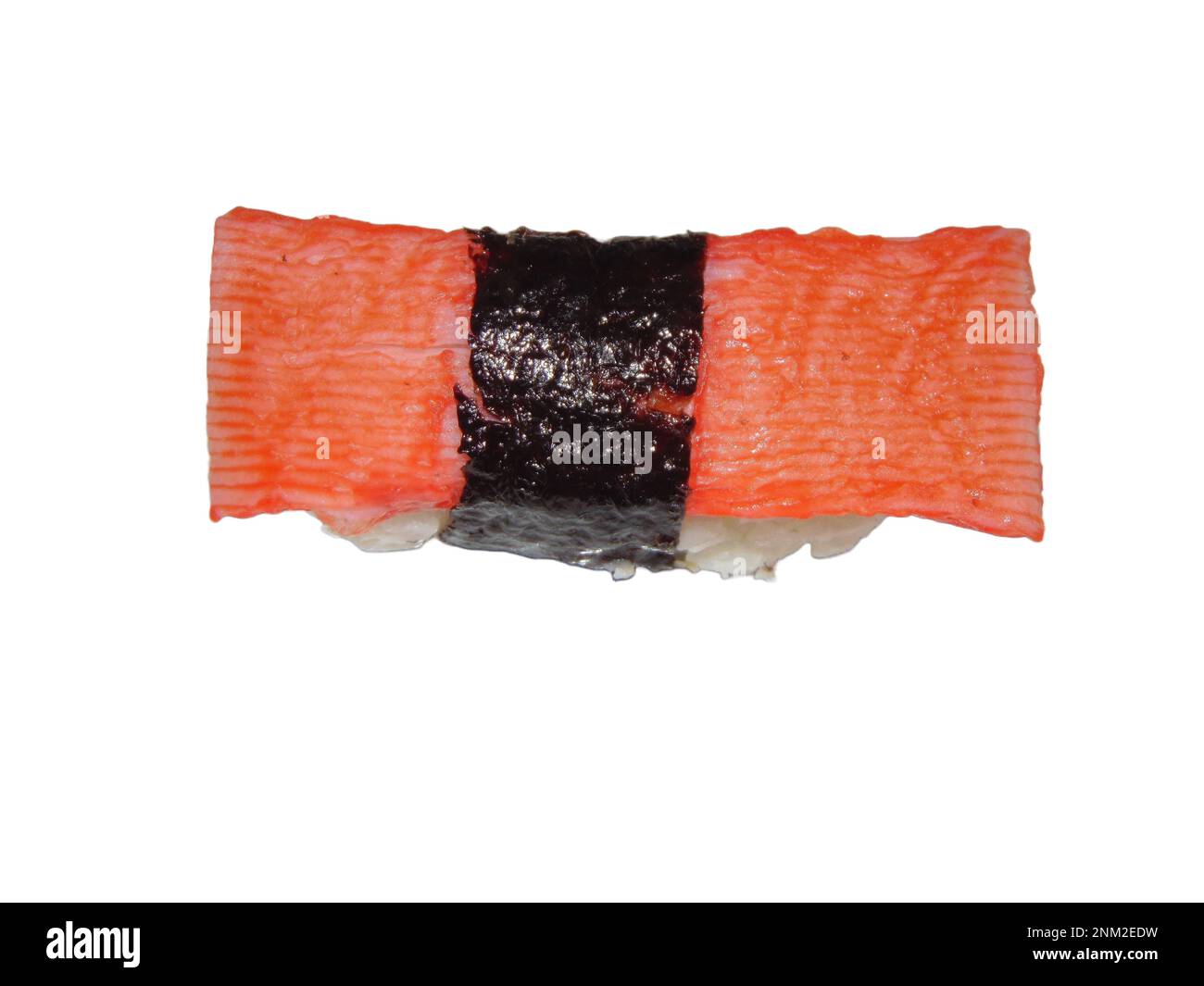 Piece of surimi with rice isolated on white Stock Photo Alamy
