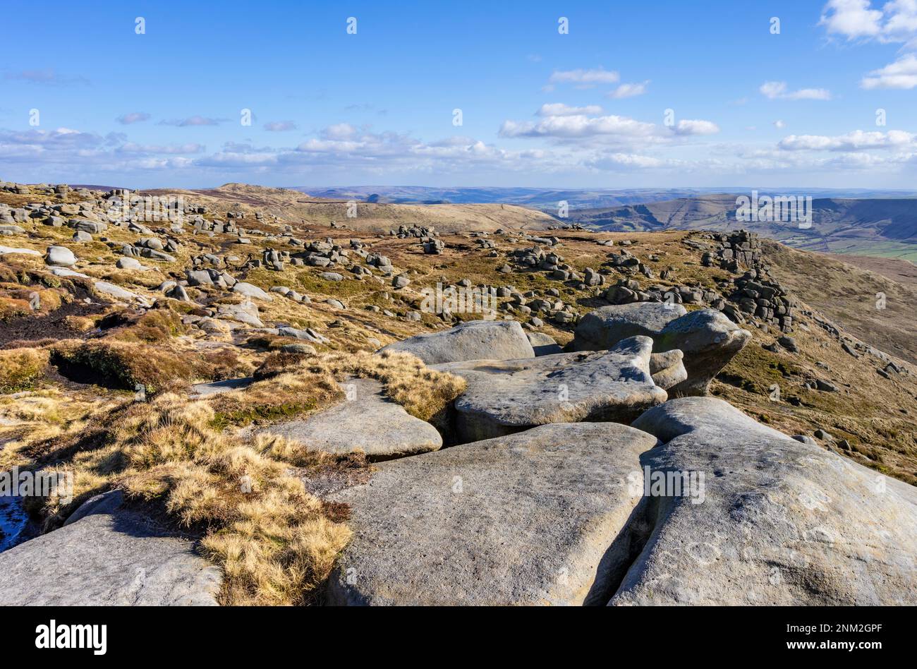 Kinder Scout moorland plateau national nature reserve Dark Peak  Derbyshire Peak District National Park Derbyshire England UK GB Europe Stock Photo