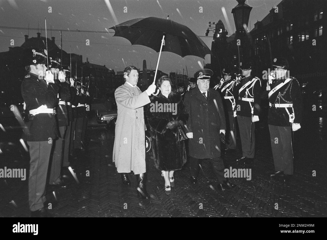 Netherlands History: Queen Juliana's New Year's reception in the Palace on Dam Square; arrival of Russian ambassador Vasily Tolstikov ca. January 23, 1980 Stock Photo