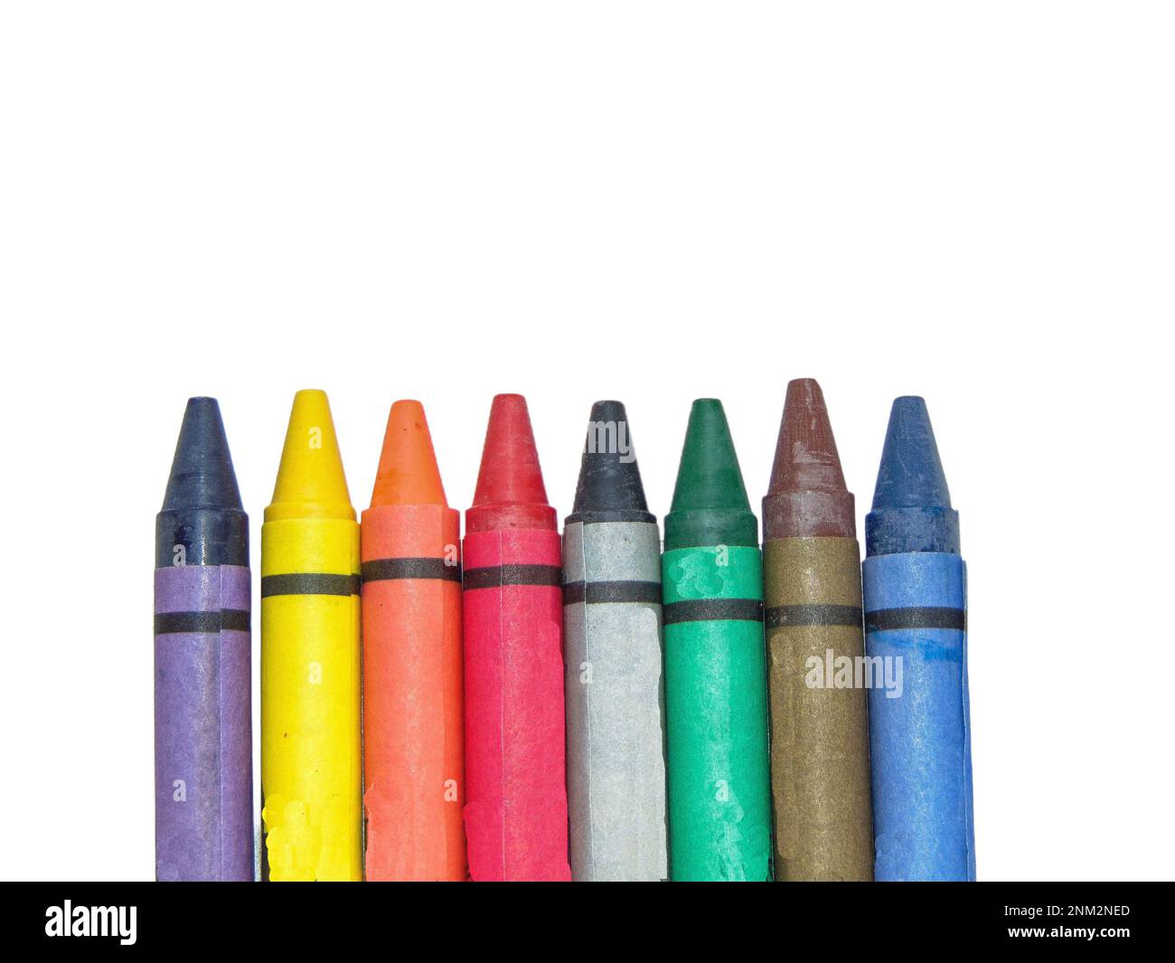 colored wax crayons isolated on white background Stock Photo