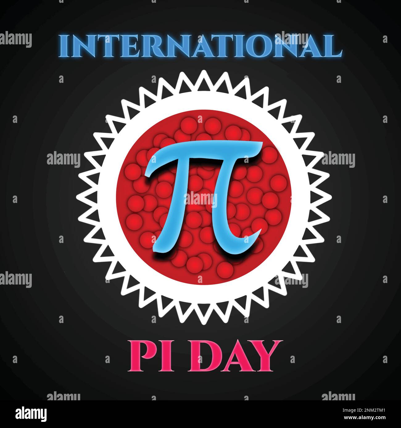 International Pi Day Vector illustration background. Baked cherry pie with Pi Symbol. Mathematical constant, irrational number, greek letter. Stock Vector