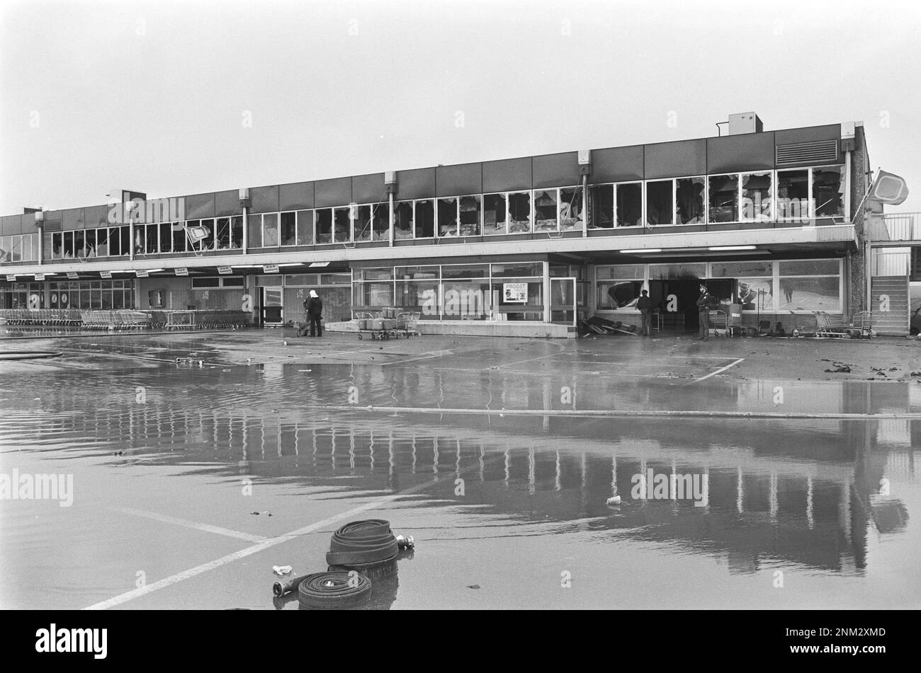 Fire at the Makro Cash and Carry store in Amsterdam; pictured here is