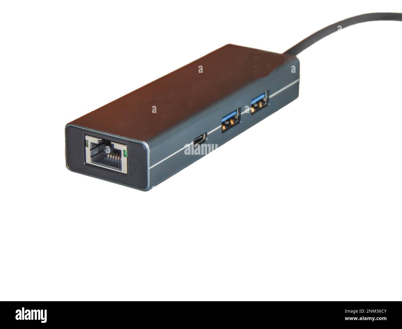 Multi functional USB-C Hub station, Ethernet, isolated on white Stock Photo