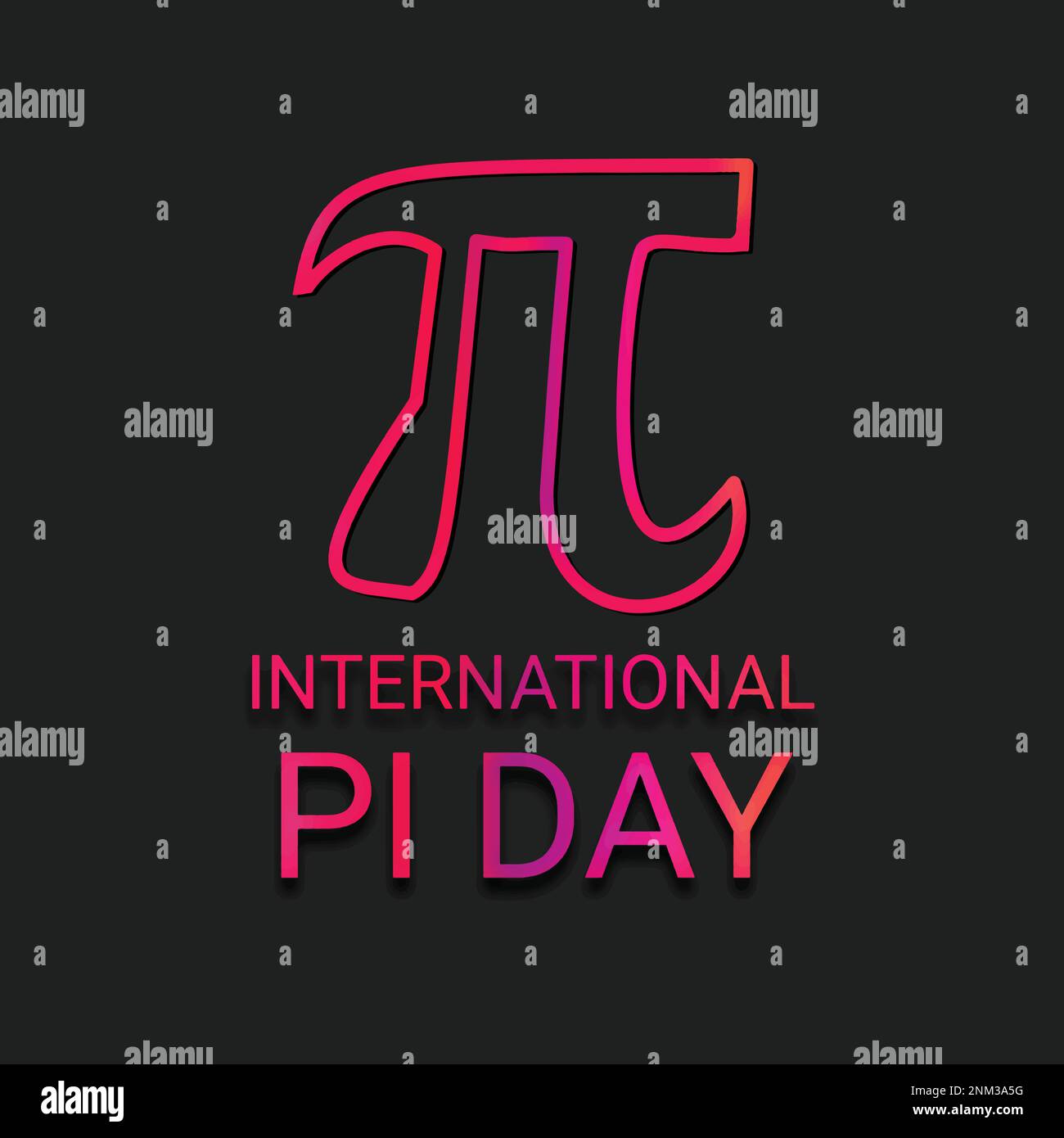 Pi symbol - colorful glowing outline greek alphabet symbol with International Pi Day text on black background Stock Vector