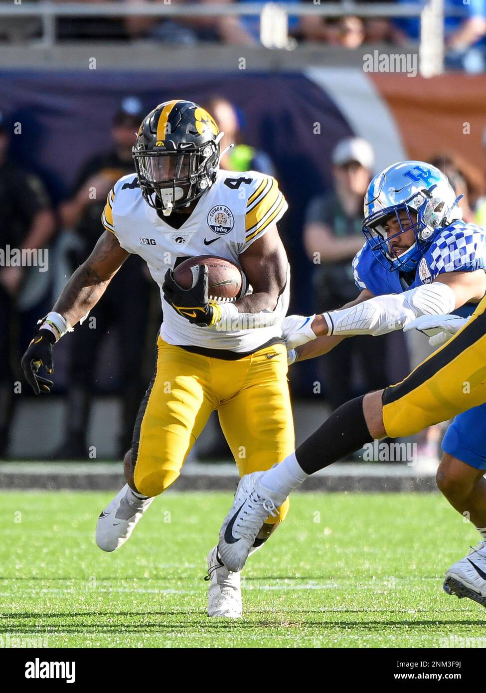 January 1, 2022 - Orlando, FL, U.S: Iowa Hawkeyes running back Leshon  Williams (4) during the 1st half VRBO Citrus Bowl game between Iowa Hawkeyes  and the Kentucky Wildcats. Kentucky defeated Iowa