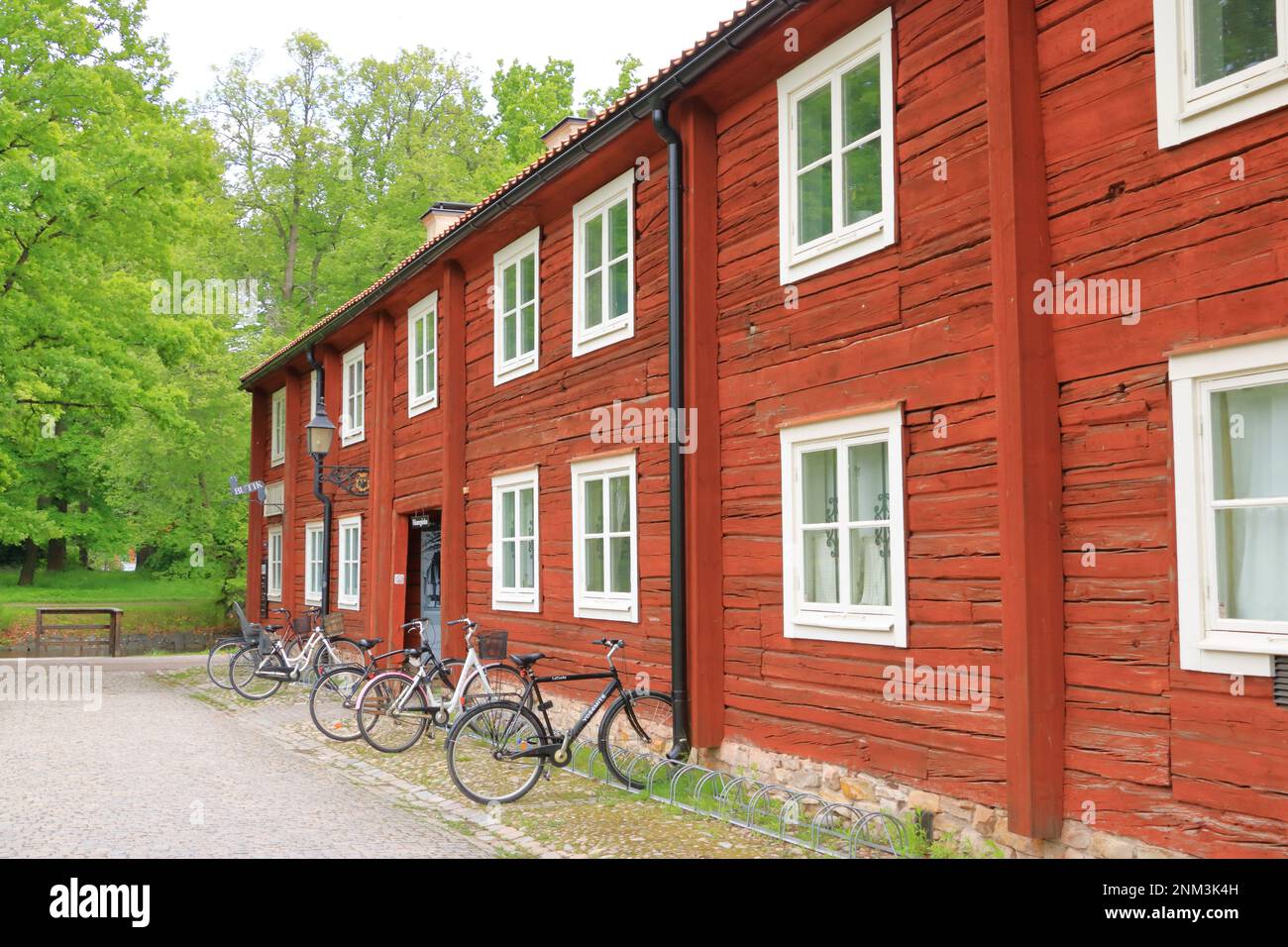 June 01 2022 Orebro in Sweden Beautiful old timber houses in