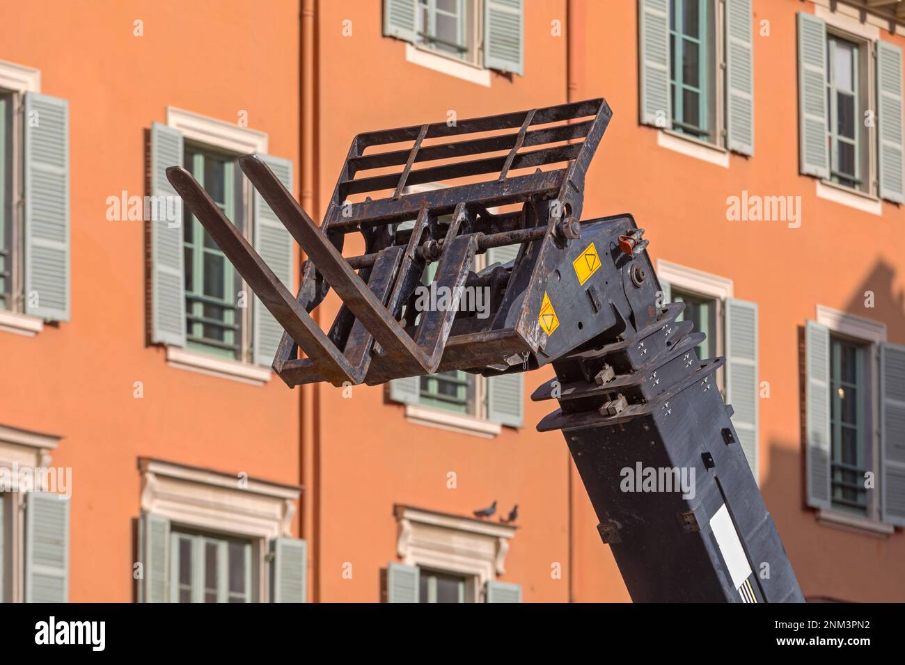 Telescopic Handler Forklift Machine at Construction Site in City Stock