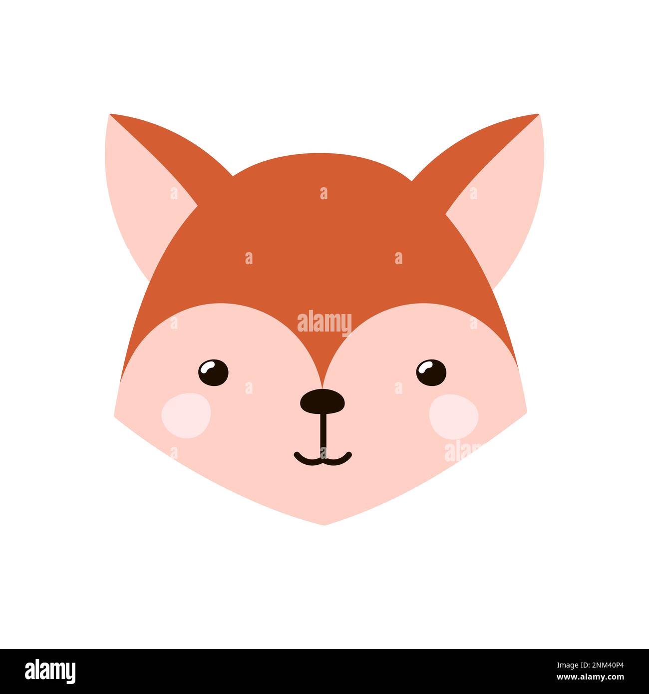 Cute fox face in cartoon style. Forest character head for baby and kids