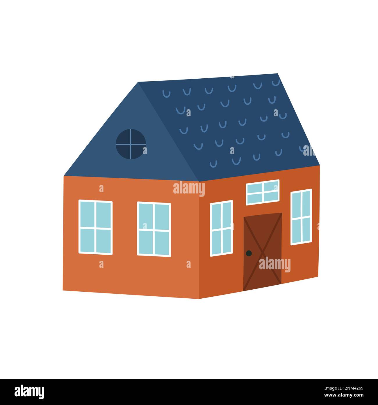 Cute cozy house in cartoon style isolated on white. Village or farm