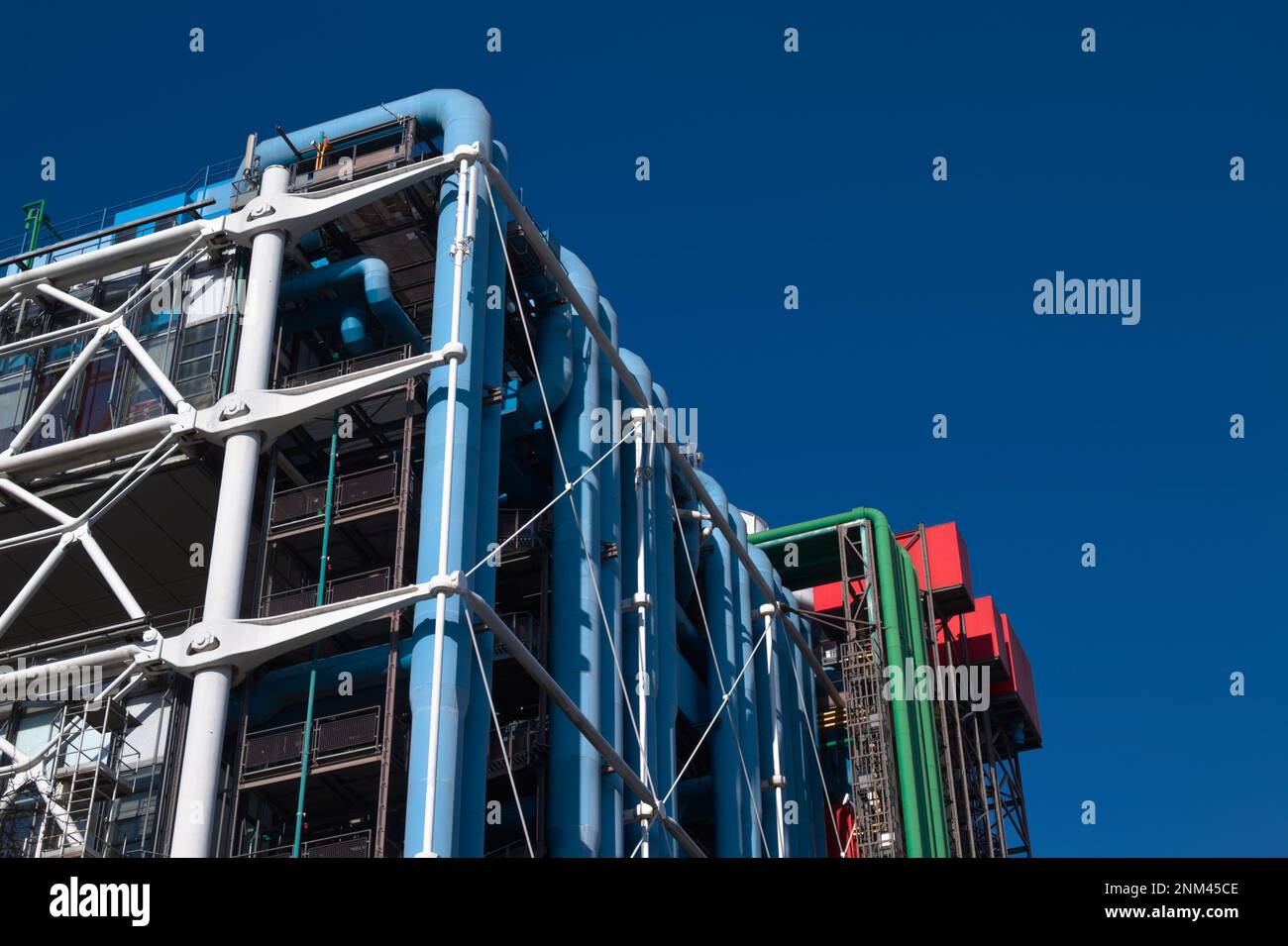 View Looking Up The Exterior Structure Of The Centre Pompidou, Paris France Stock Photo
