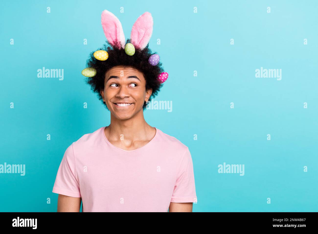 Closeup photo of young good mood smiling guy funny chevelure look ...