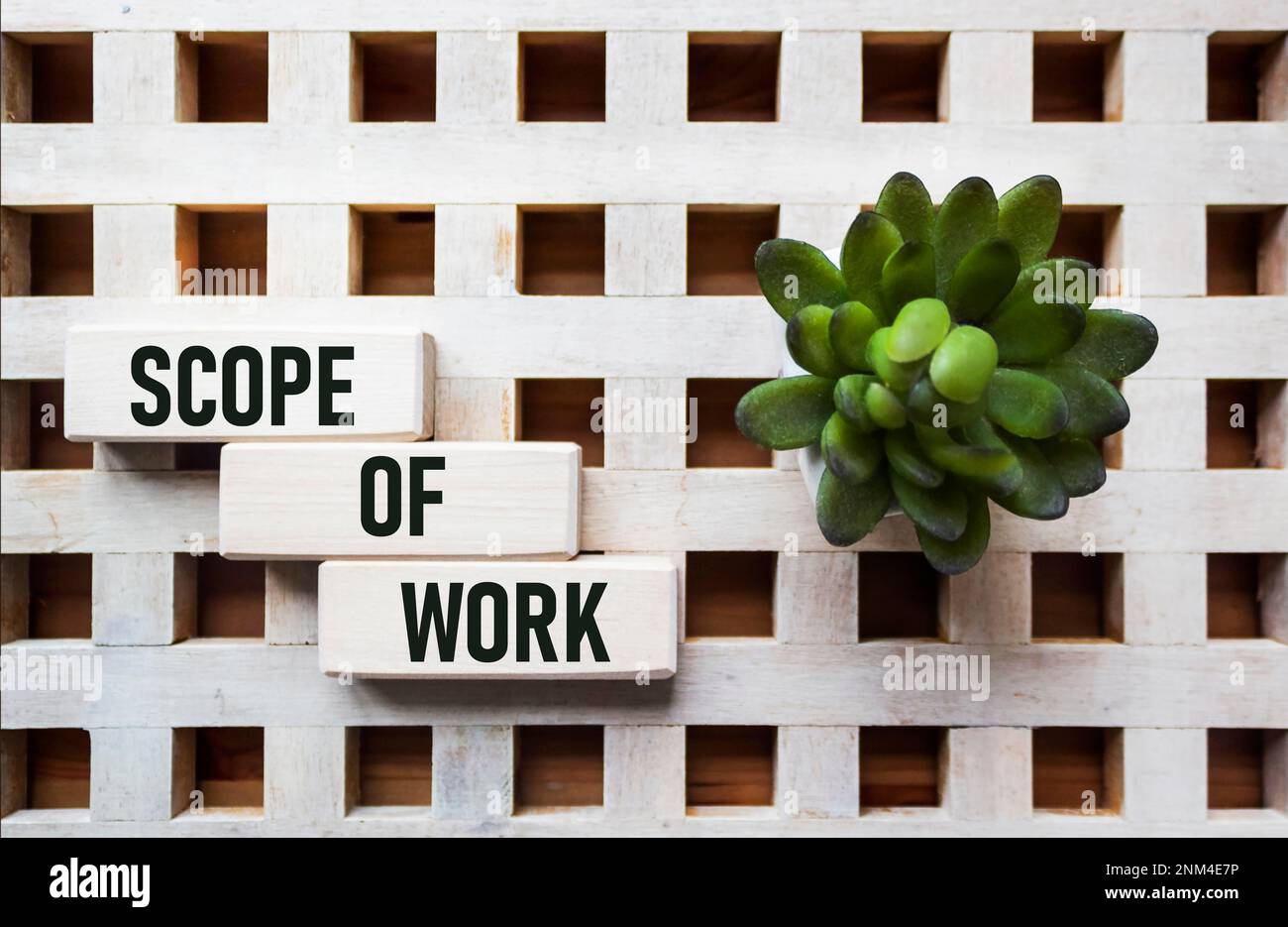 Wooden blocks with words 'Scope of work'. Business concept Stock Photo