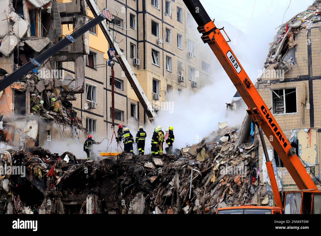 Russian missile strike destroyed residential building, Dnipro, Ukraine ...