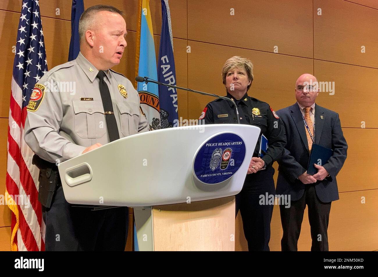 Fairfax County Police Chief Kevin Davis, left, joined by Harrisonburg
