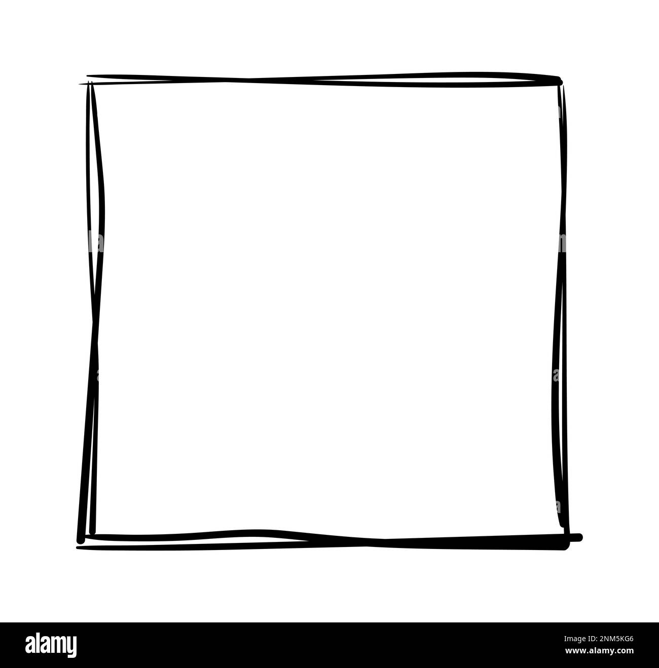 Hand drawn frames. Handdrawn square frame. Vector borders grunge template set. Stock Vector