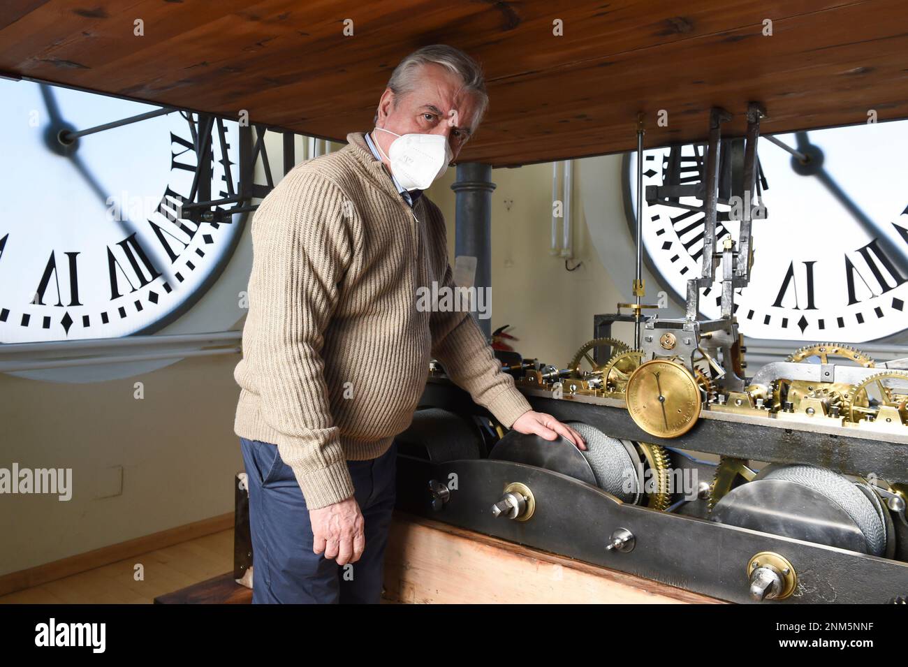 The clockmaker of the Puerta del Sol, Jesus LopezTerradas, shows the