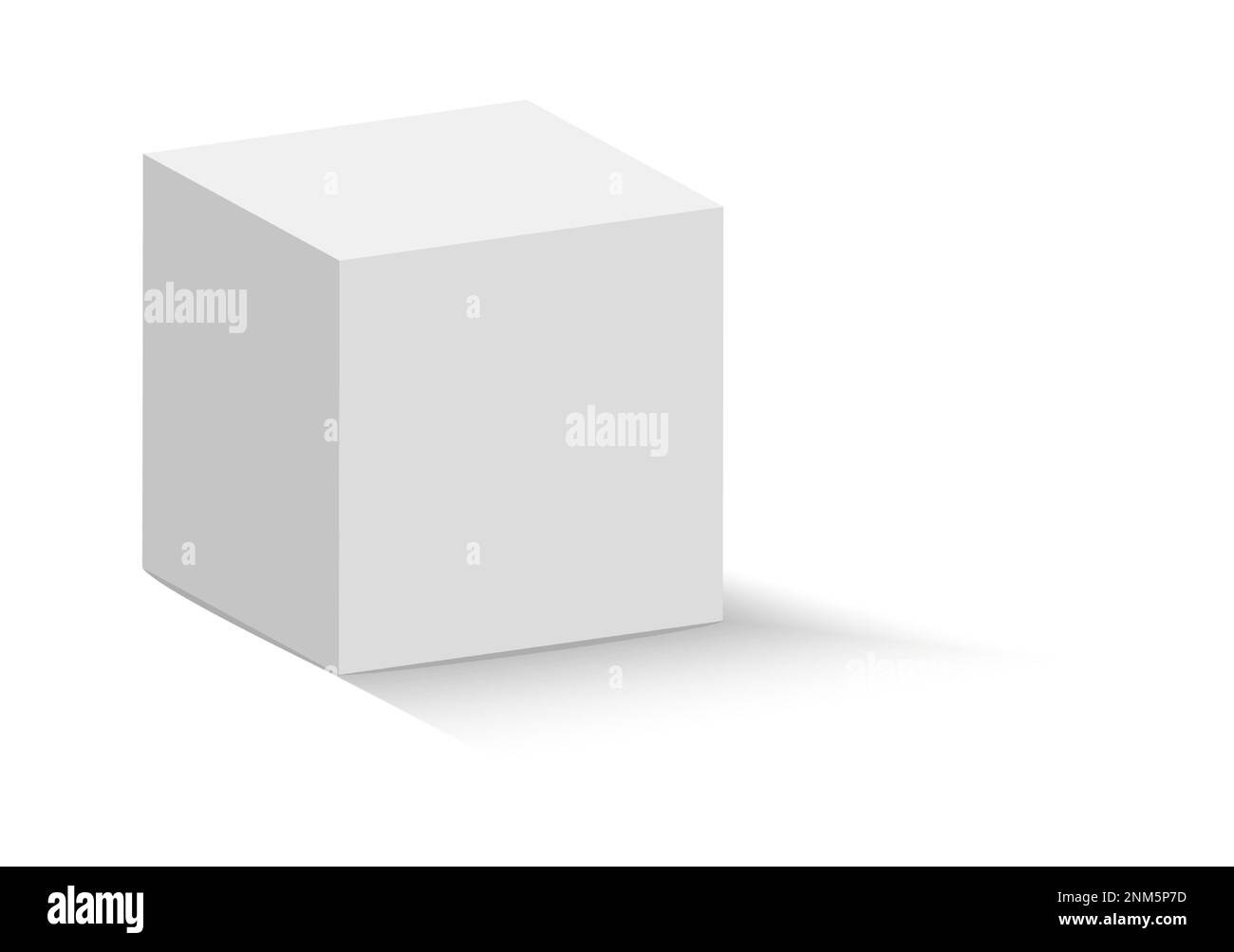 White cube. 3D abstract box with shadow. Geometric paper square empty package. Gift box or