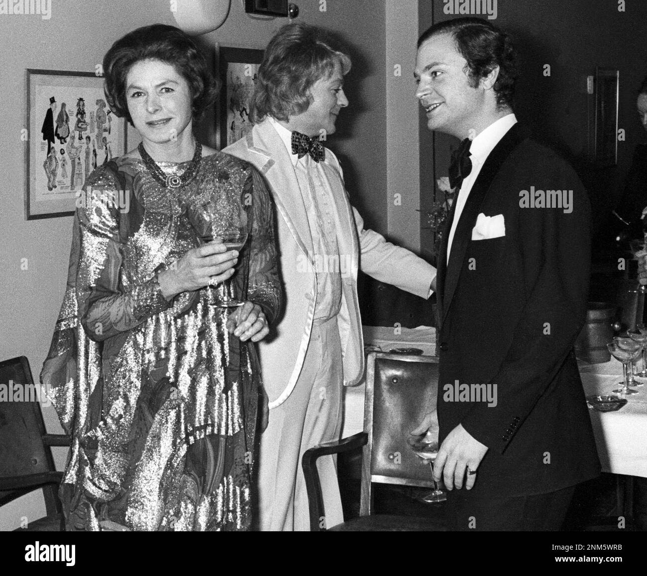 INGRID BERGMAN Swedish international actress meets the Swedish king Carl XVI Gustav at a charity gala in Stockholm Stock Photo