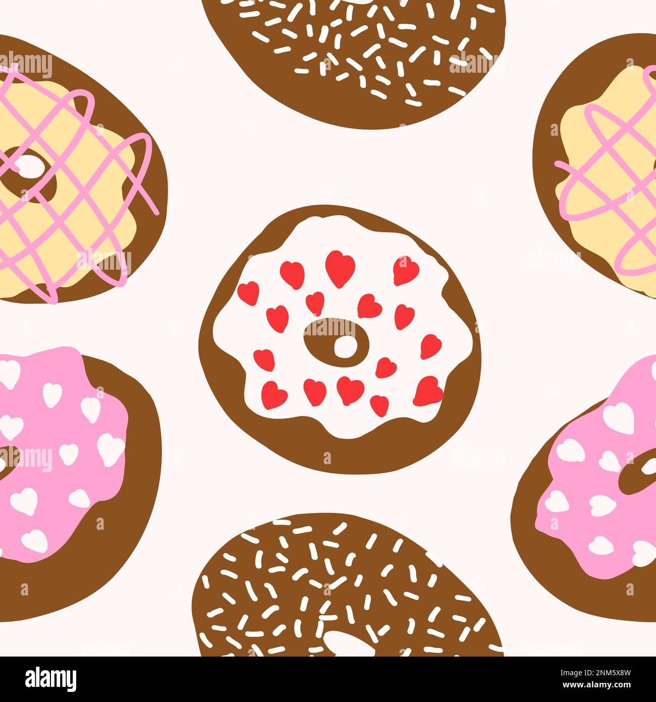 Donuts pattern. Vector illustration in cartoon flat style isolated on ...