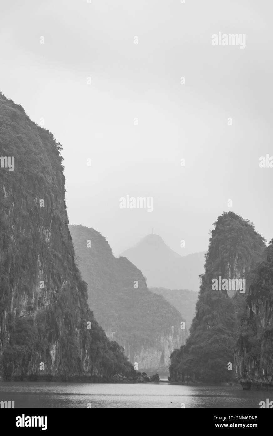 The karst limestone Rocks in Ha Long bay, Vietnam. Stock Photo