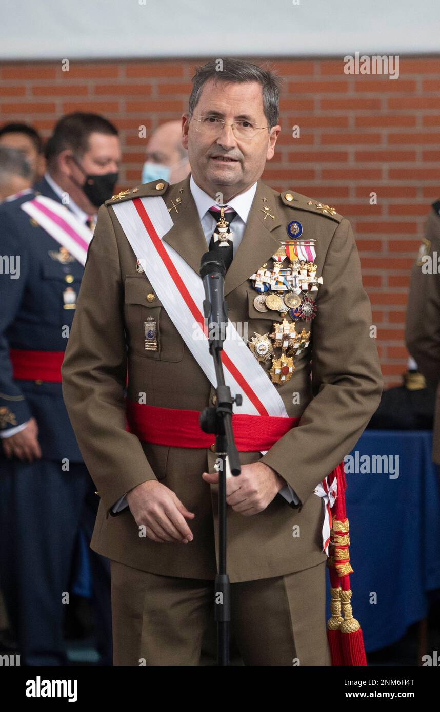 The Chief of Staff of the Spanish Army, General Amador Enseñat y Berea,  takes part in an event at the "Almogávares" VI Parachute Brigade of the  Spanish Army, on 8 December 2021,
