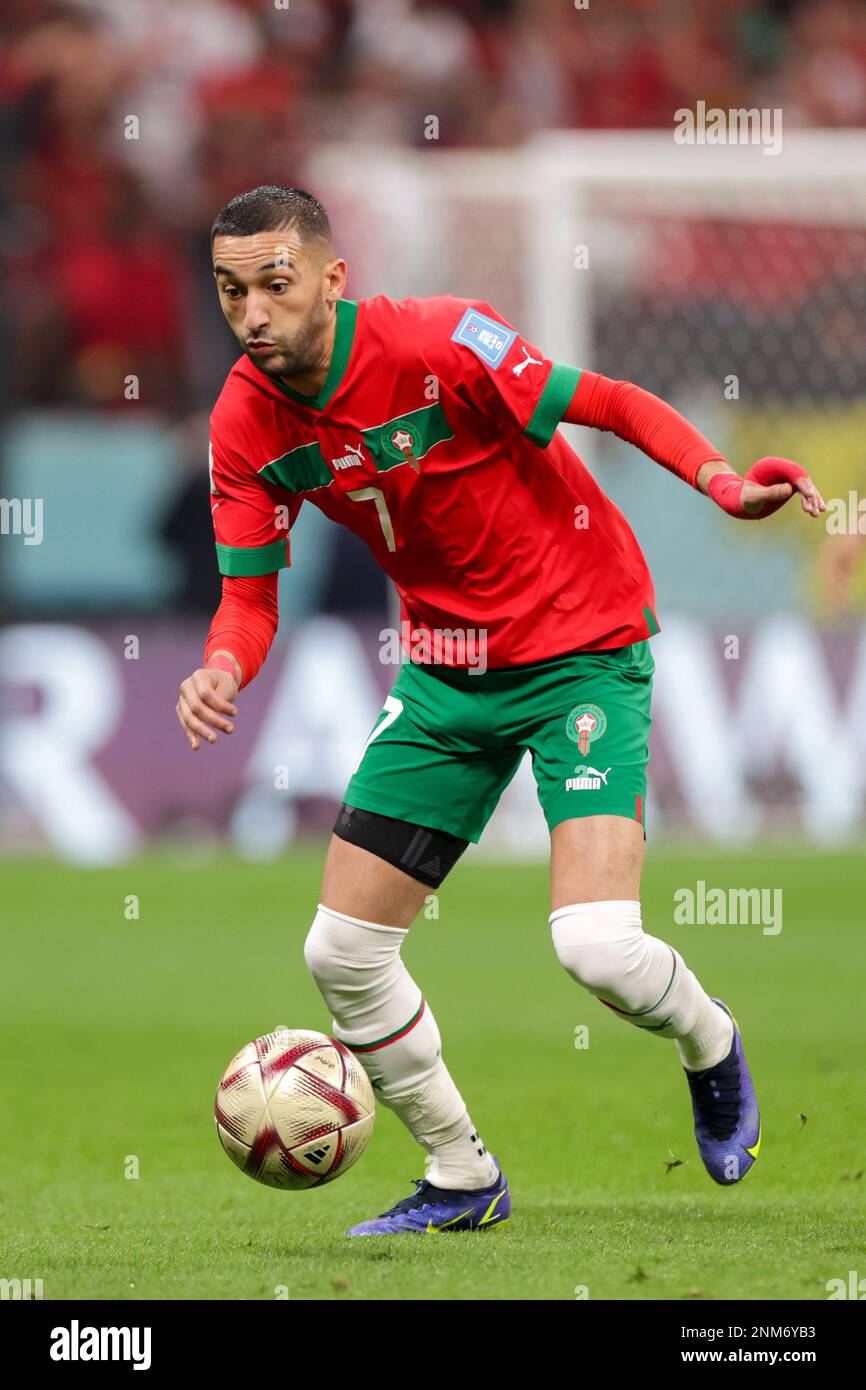 Hakim Ziyech of Morocco in action during the FIFA World Cup Qatar 2022 ...